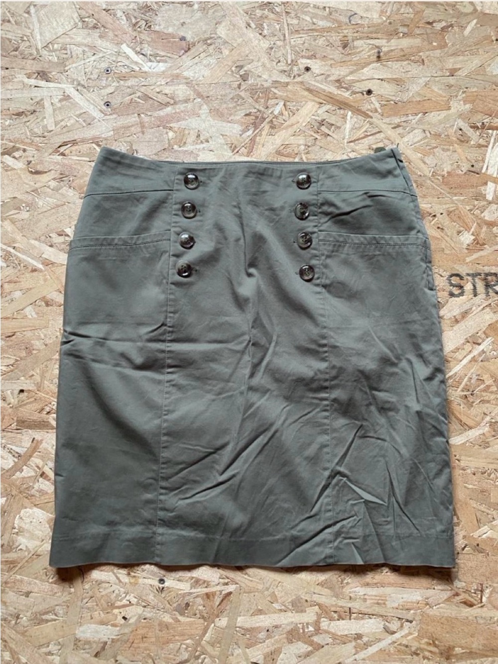 Women's H&M Olive Button-Front Sailor Pencil Skirt